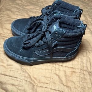 Vans High Top Black Zip Up Shoes Toddler size 11